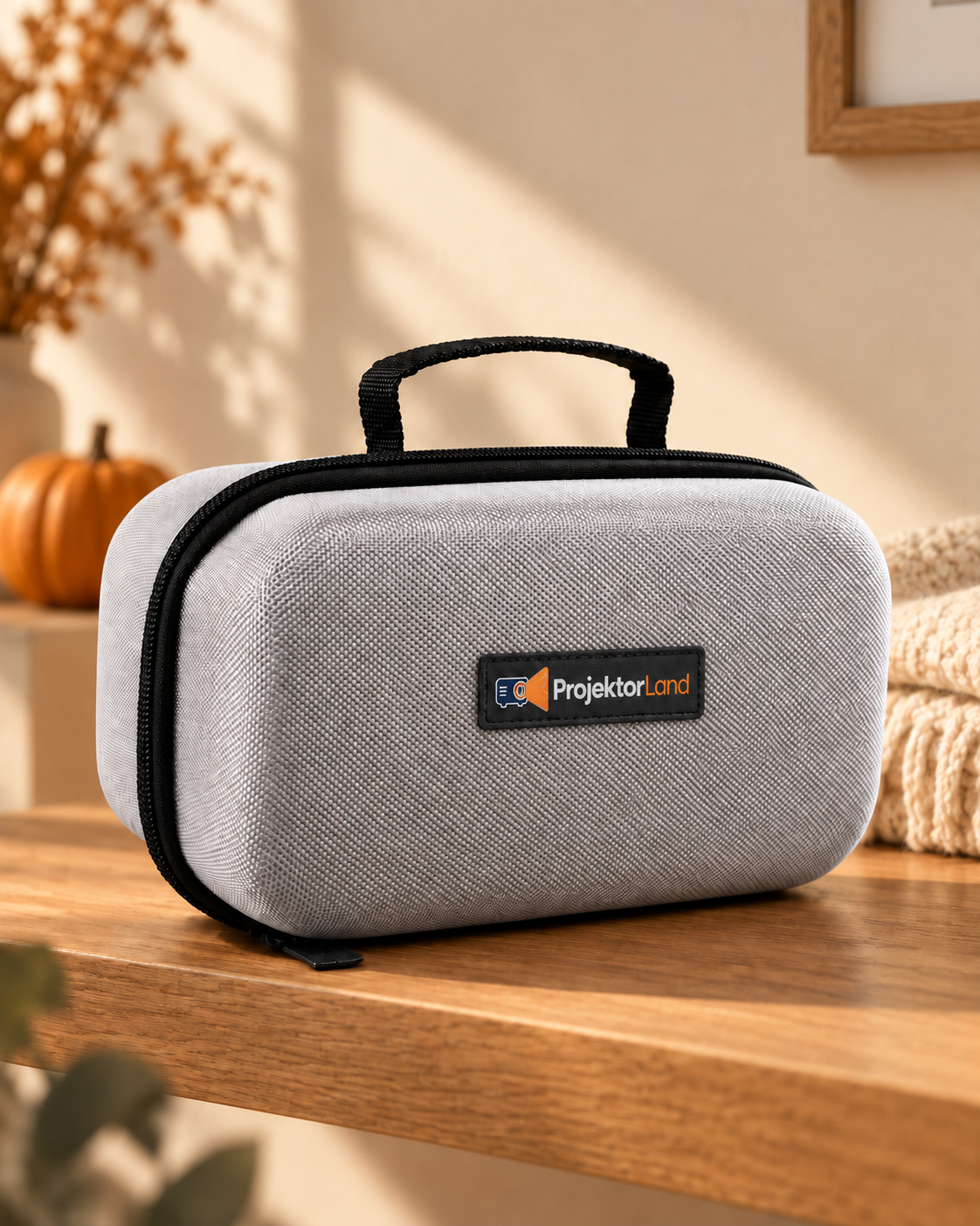 Funda protectora gris revestida de tejido con detalles negros
