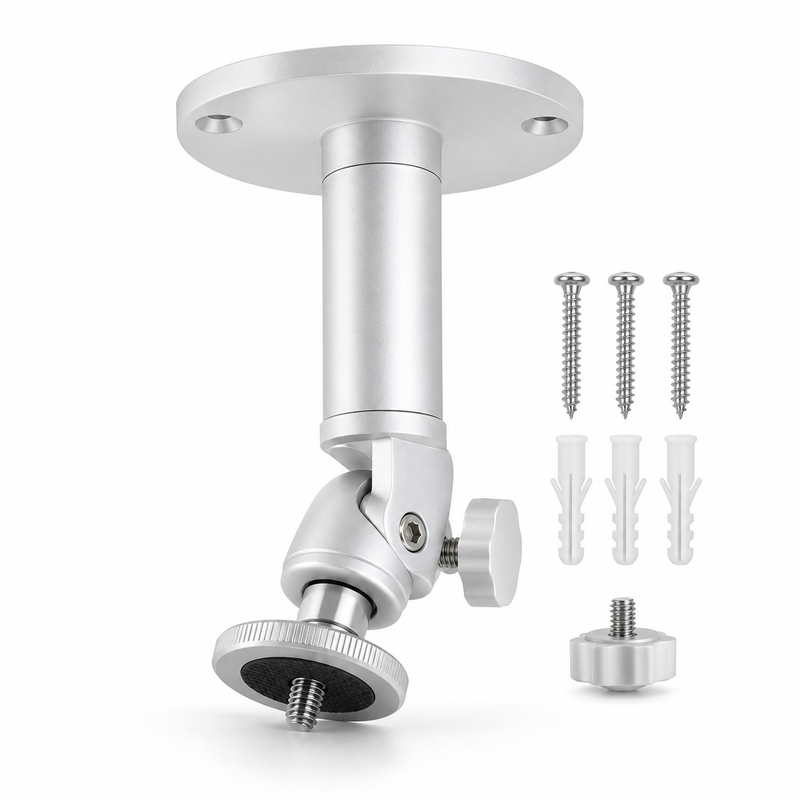 Soporte plateado para proyector con giro de 360 grados, para pared y techo
