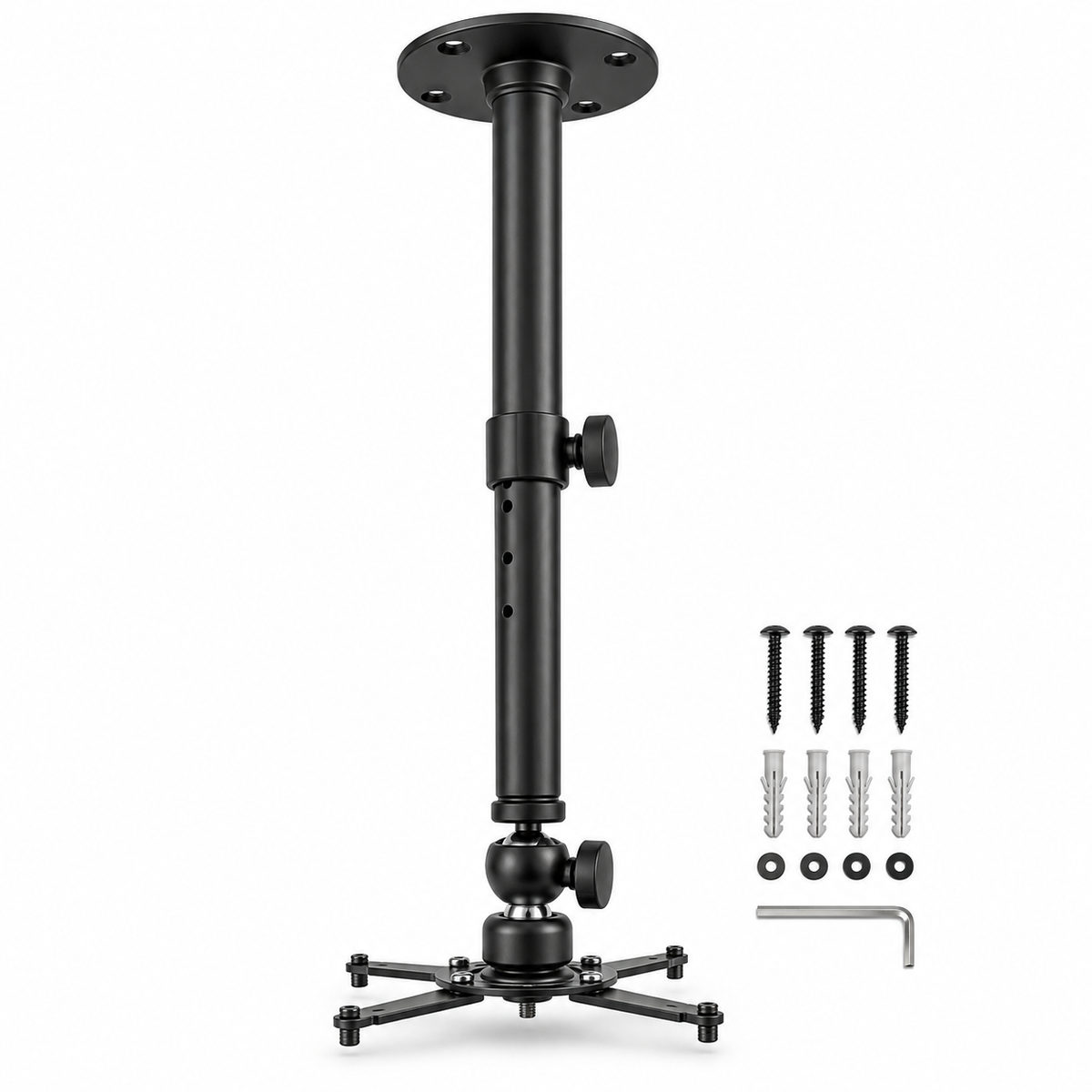 Soporte telescópico negro para proyector de 30 a 60 centímetros