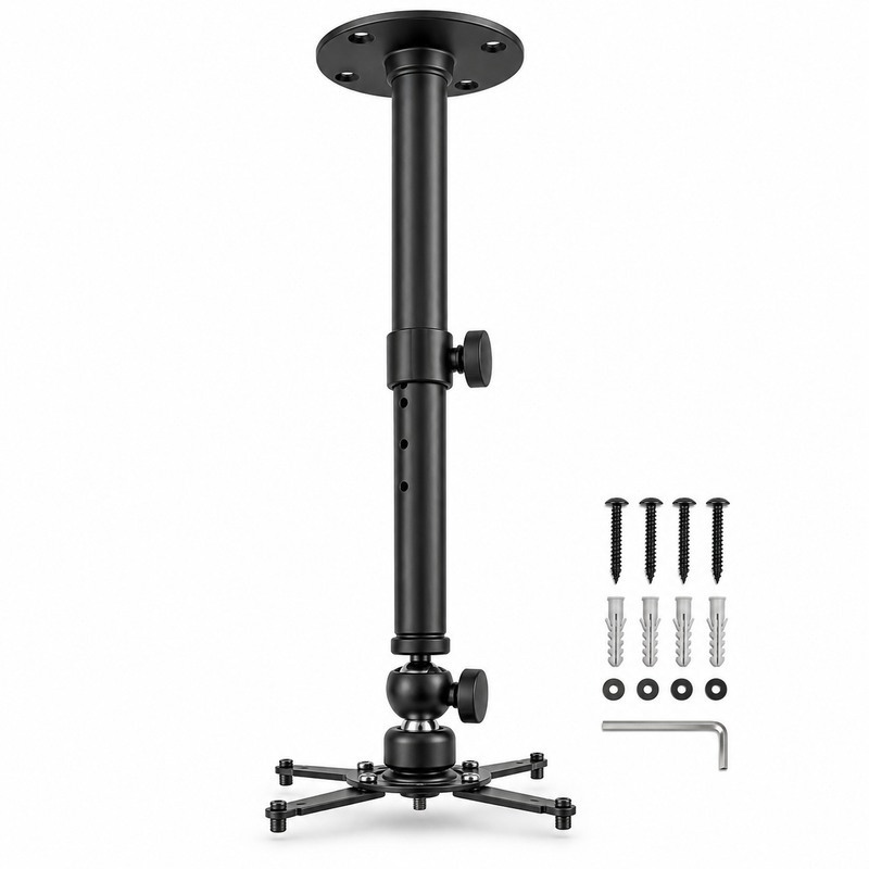 Soporte telescópico negro para proyector de 30 a 60 centímetros
