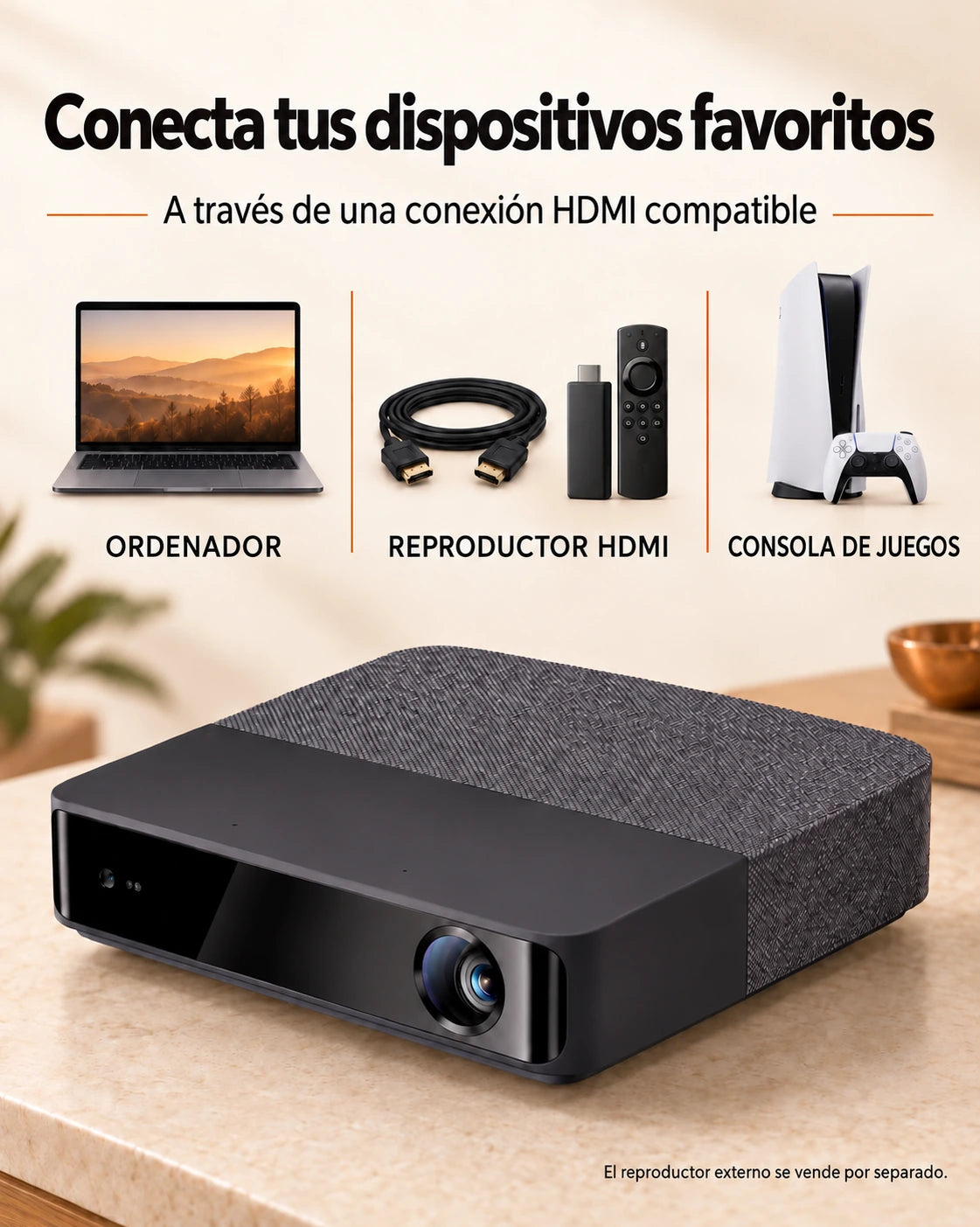 Projektorland Aura Laser – proyector láser compatible con 4K UHD, 1100 lúmenes ANSI, Full HD nativo
