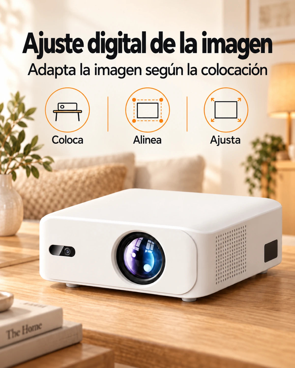 Proyector Projektorland Horizon – 800 lúmenes ANSI, Full HD 1080p, HDMI, corrección trapezoidal digital y altavoz integrado