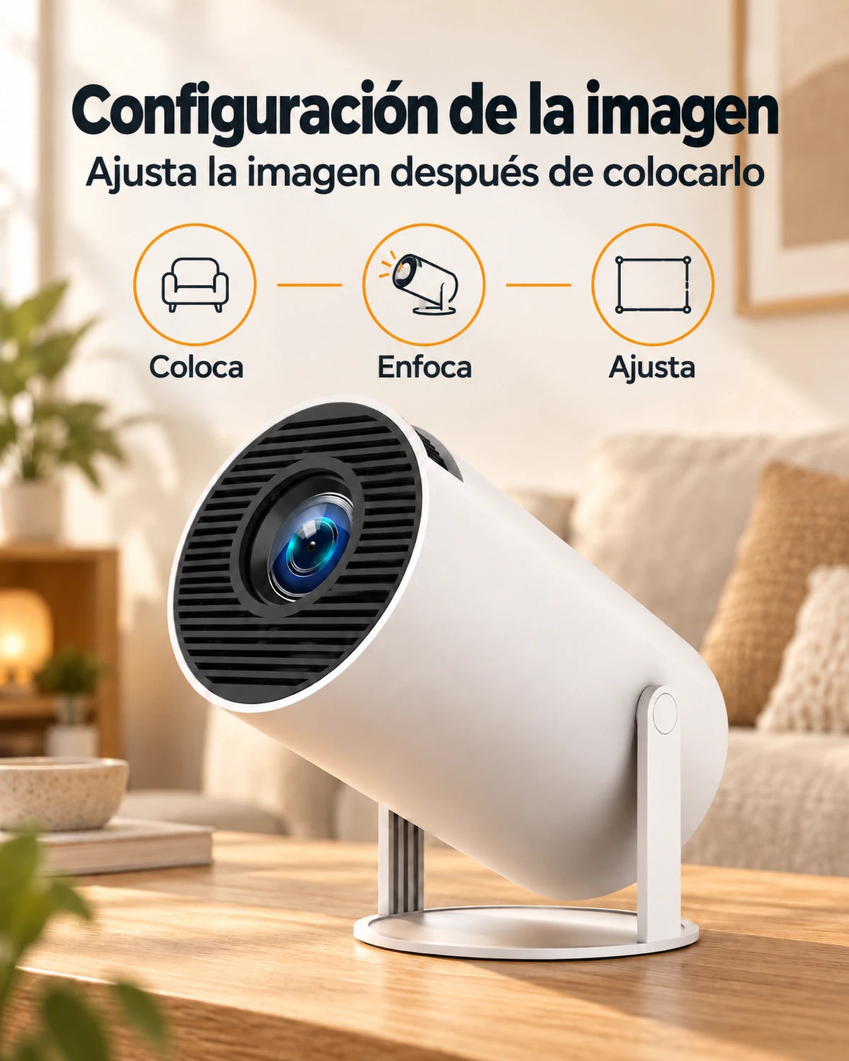Miniproyector Projektorland Luma Compact – 200 lúmenes ANSI, HD 720p, Android 14, Wi-Fi 6 y altavoz de 5 W