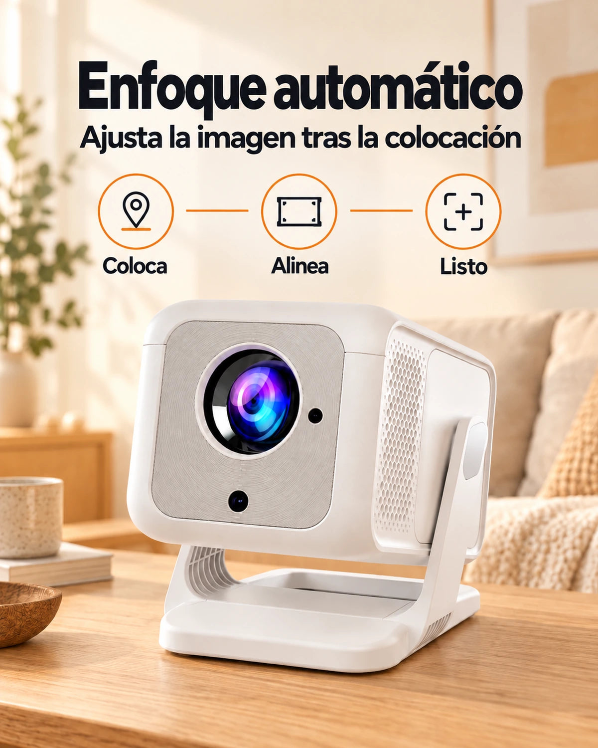 Miniproyector Projektorland Nova Plus – 420 lúmenes ANSI, Full HD 1080p, enfoque automático, Android y Wi-Fi